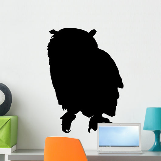 Black Realistic Owl Silhouette Wall Decal