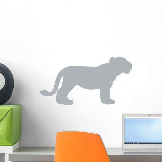 Grey Lion Cub Silhouette Wall Decal