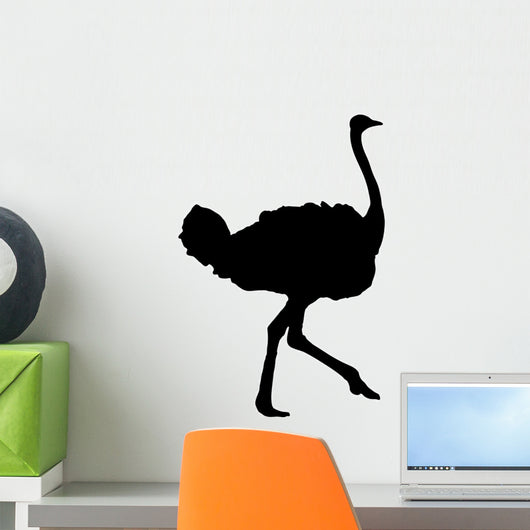Realistic Black Ostrich Silhouette Wall Decal