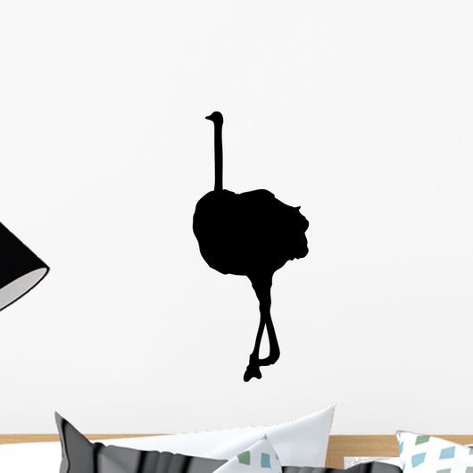 Tall Black Female Ostrich Wall Decal