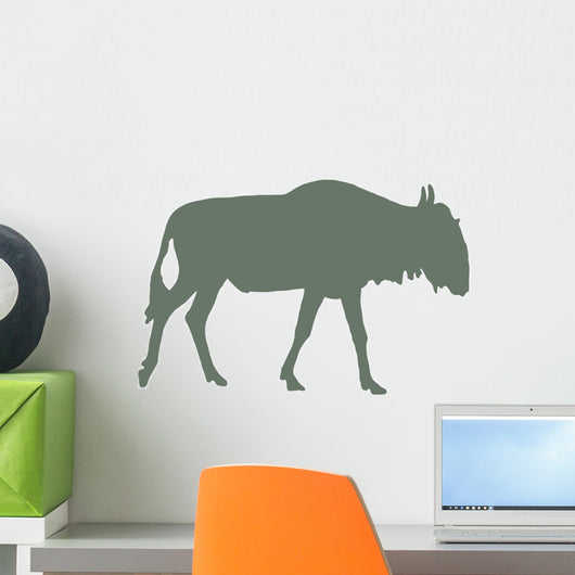 Animal Silhouette Wildebeest Green Wall Decal