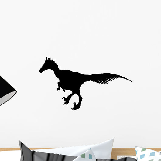 Dinosaur Decals - Black Raptor Deinonychus Silhouette Wall Decal