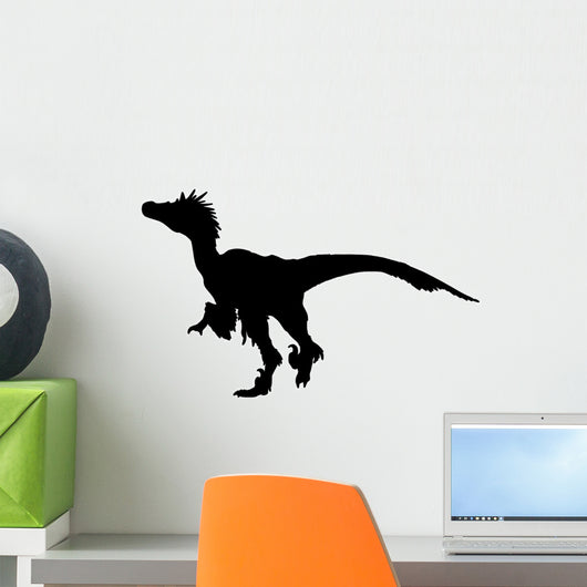 Dino Decals - Black Raptor Deinonychus Silhouette Wall Decal