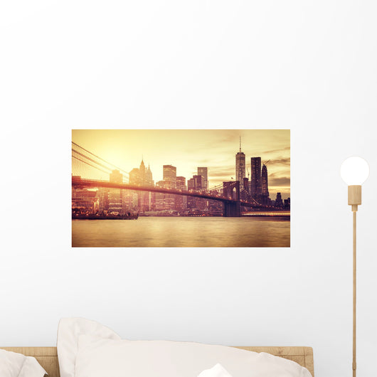 Retro Stylized Manhattan Sunset Wall Decal