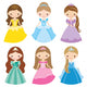 Vector Illustration Princess Different Wall Stickers Wall Decal