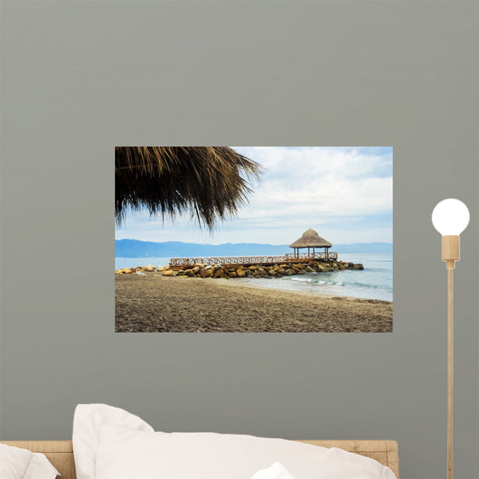 Palm Tree Sandy Beach Wall Decal Design 1