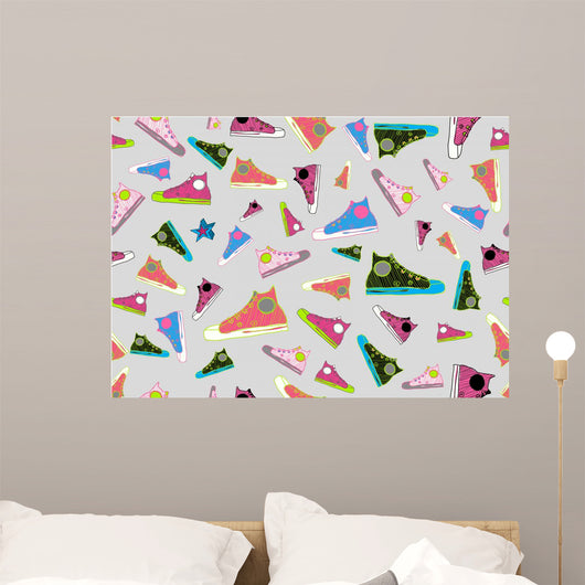 Cool Hand-drawn Sport Shoes Wall Decal