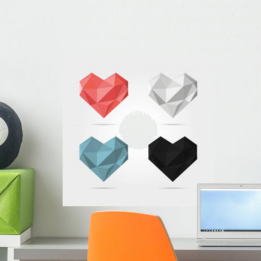 Polygonal Hearts Vector Wall Stickers Wall Decal