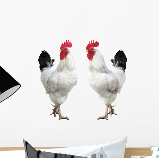 Two White Cocks Wall Decal