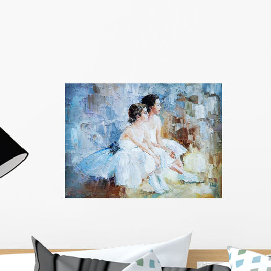 Oil Painting Pair of Girl Ballerinas Wall Decal