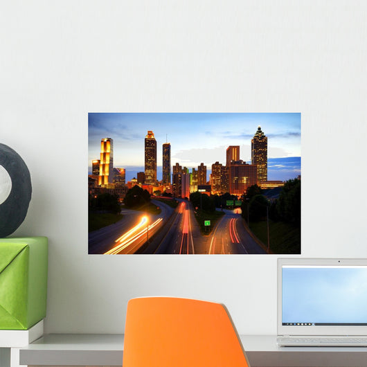 Atlanta Skyline Night Georgia Wall Decal
