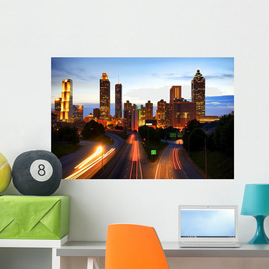 Atlanta Skyline Night Georgia Wall Decal