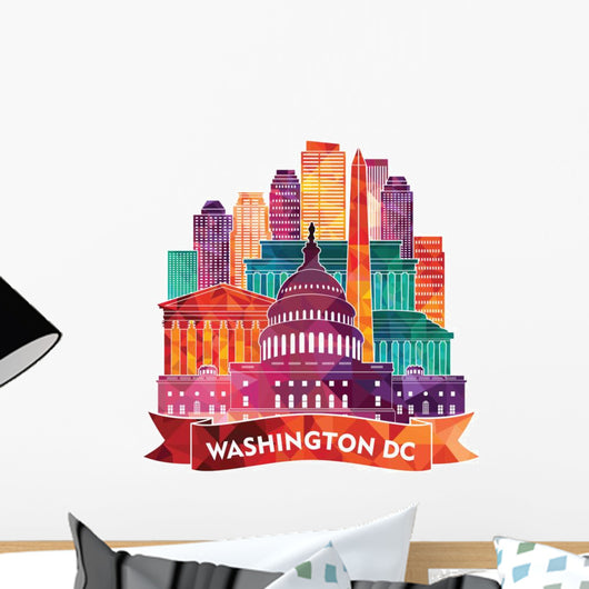 Colorful Watercolor Washington Dc Wall Decal