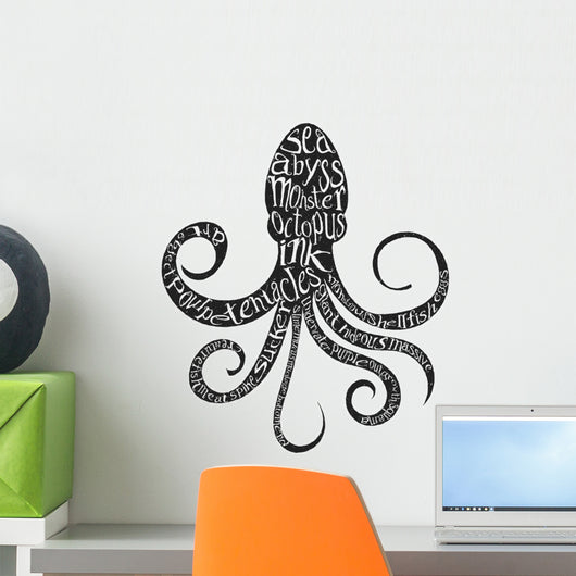 Typography Lettering Octopus Wall Decal
