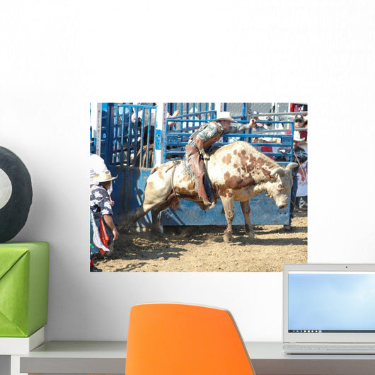 Cowboy Riding Bull Wall Decal