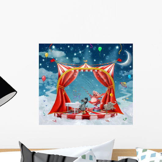 Illustration Cute Circus Animals Wall Decal