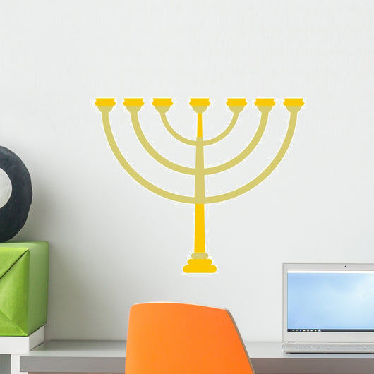 Gold Hanukkah Menorah Wall Decal