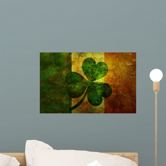 Ireland Flag with Shamrock Wall Decal