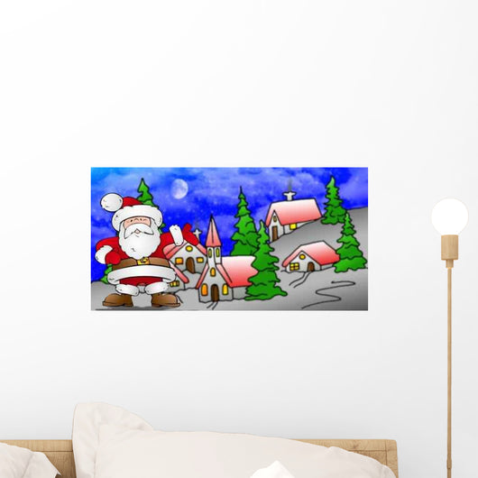 Christmas Village with Santa Wall Decal