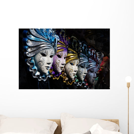 Row Venetian Masks Wall Decal