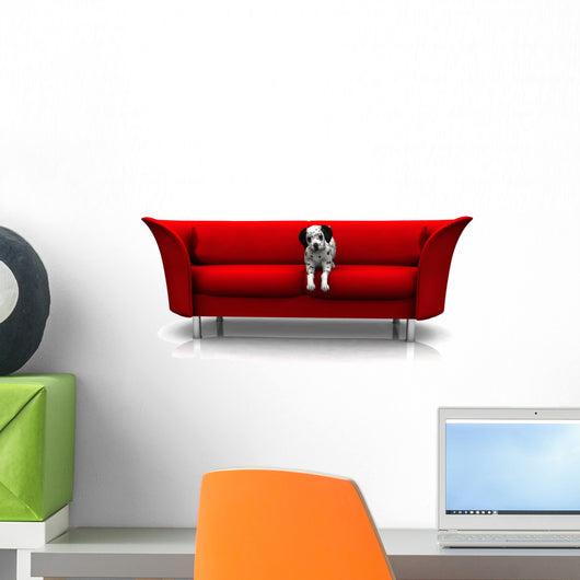 Cute Dalmatian Puppy Red Wall Decal