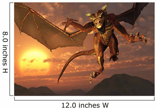 Flying Red Western Dragon Wall Decal