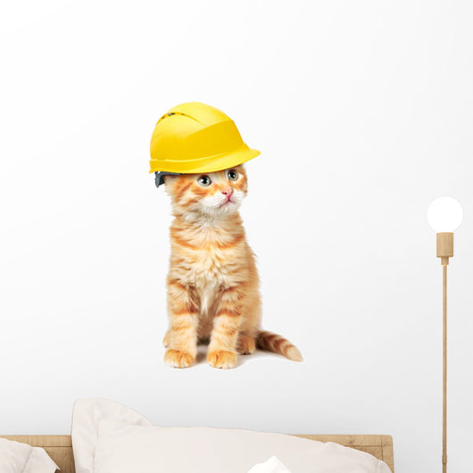 Red Cat with Helmet Wall Decal