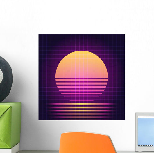 Retro Sci-fi Sunset Wall Decal