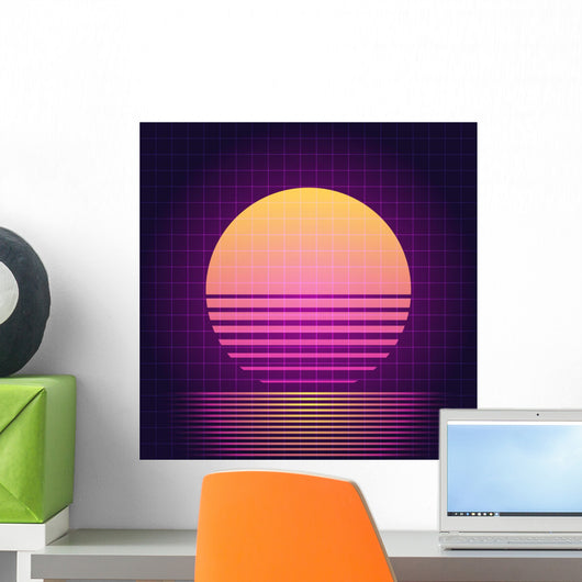Retro Sci-fi Sunset Wall Decal
