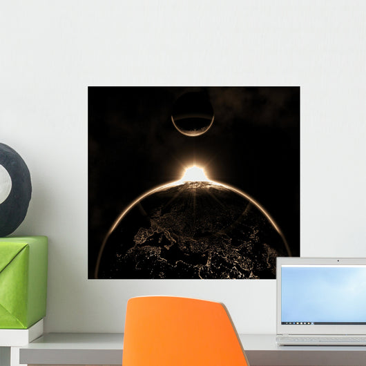 Planet Earth with Moon Wall Decal