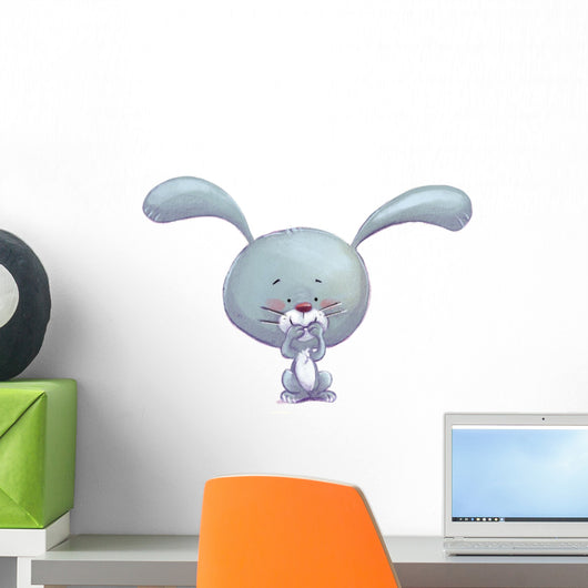Grey Pastel Cartoon Bunny Wall Decal