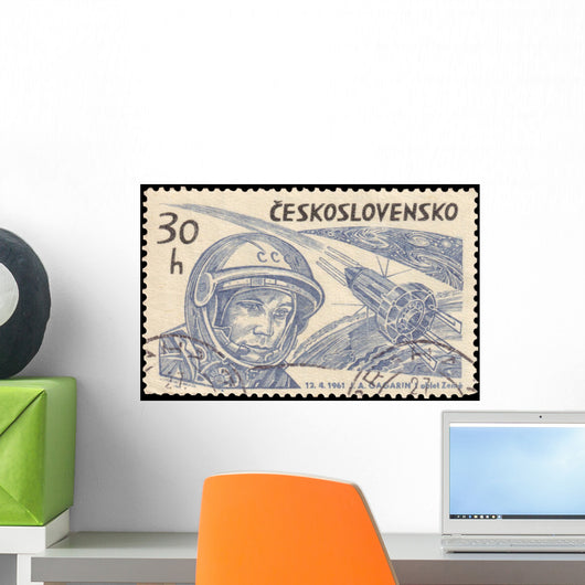 Yuri Gagarin Vintage Stamp 1961 Wall Mural