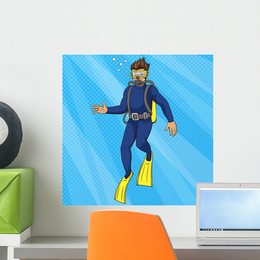 Diver Underwater Pop Art Wall Decal