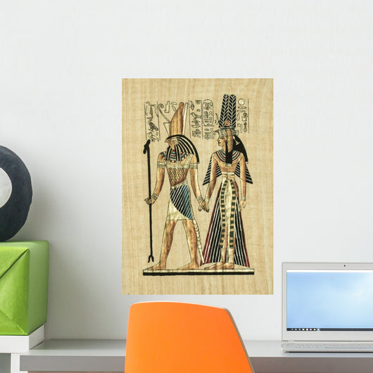 Ancient Egyptian Parchment Ra and Hathor Wall Decal