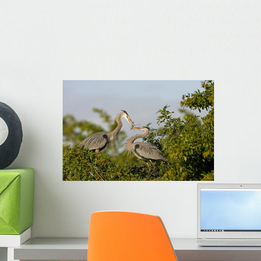 Pair Great Blue Herons Wall Decal