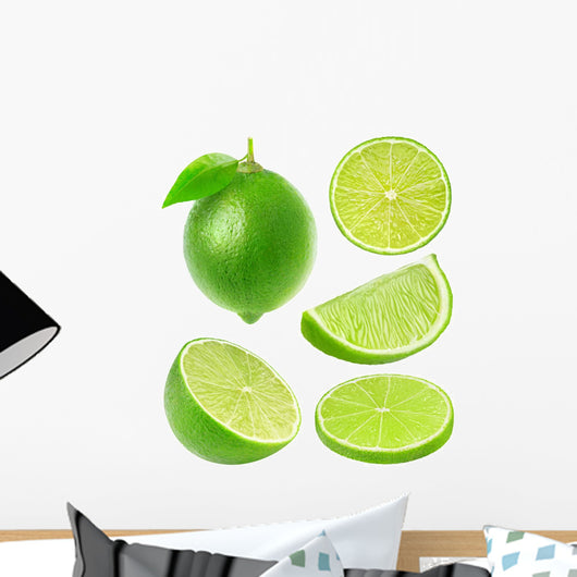 Sliced Green Lime Fruit Wall Stickers