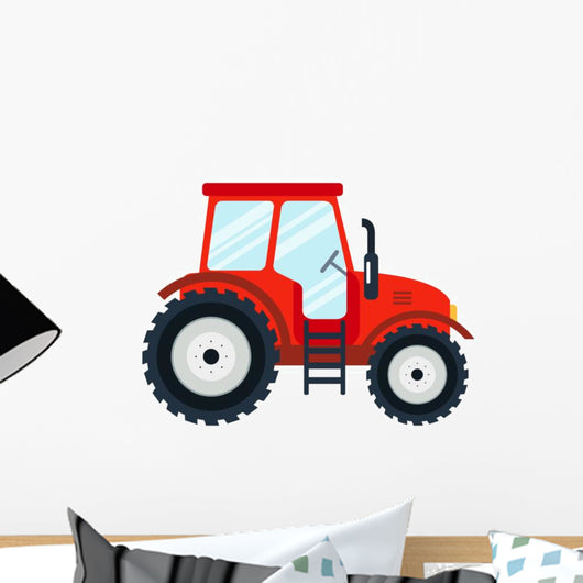 Flat Red Agricultural Tractor Wall Decal