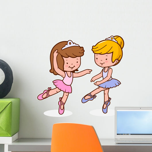 Two Cute Ballerina Dancers Wall Decal Sticker Set