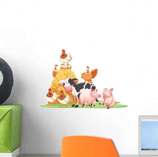 Farm Animals with Haystack Wall Decal