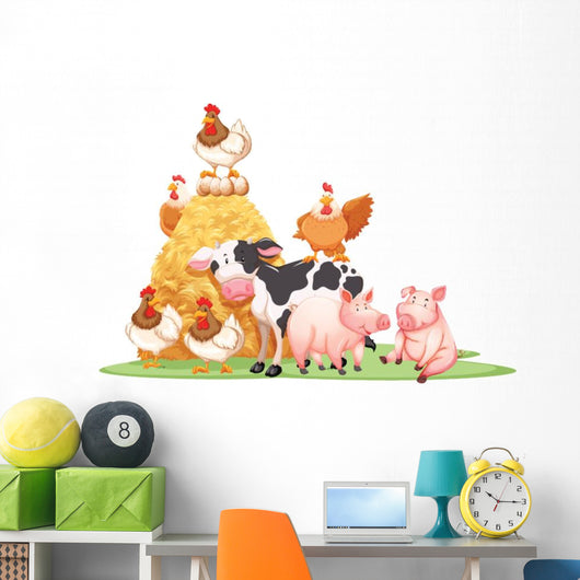Farm Animals with Haystack Wall Decal