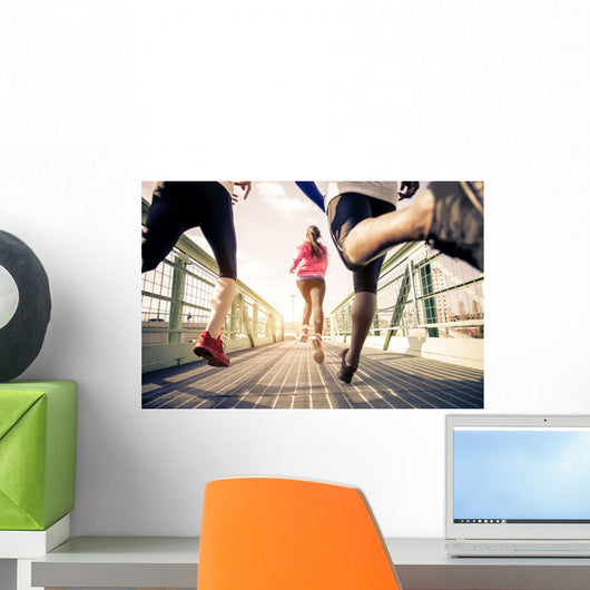Joggers running outdoors Wall Mural