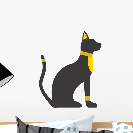 Flat Black Egyptian Cat Wall Decal