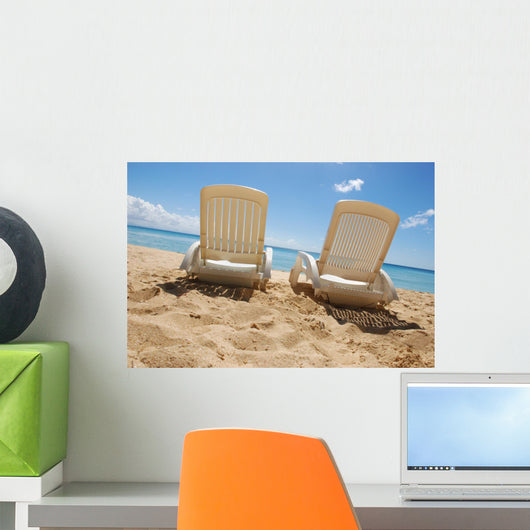 Holiday in the sun - two sunbeds Wall Mural