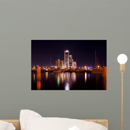 The skyline of Corpus Christi, Texas at night Wall Mural