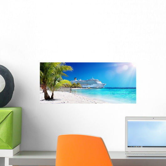 Cruise To Caribbean With Palm tree On Coral Beach
Wall Mural