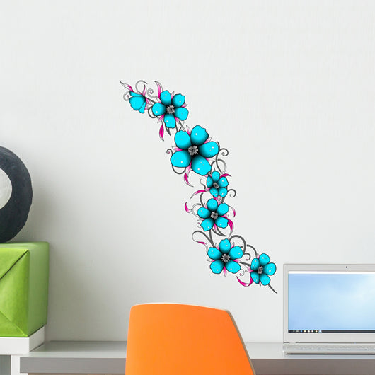 Flower Tendrils Tattoovorlage Turquoise Wall Decal
