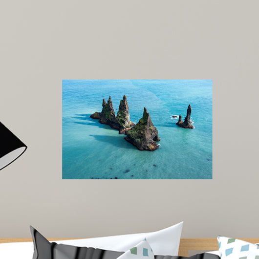 Reynisdrangar cliffs in the ocean, South Iceland Wall Mural