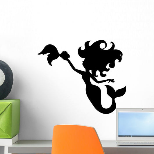 Friendly Cartoon Mermaid Silhouette Wall Decal