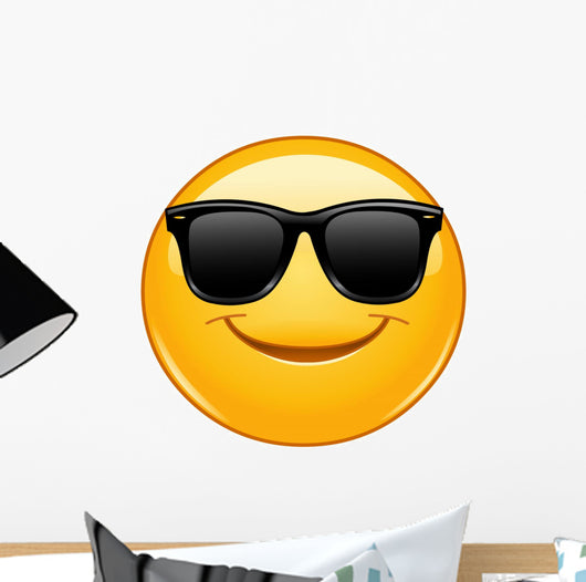 Smiling emoticon with sunglasses Wall Decal