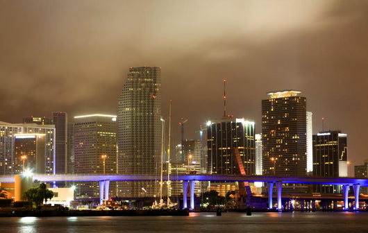 Miami City Skyline Stormy Wall Mural